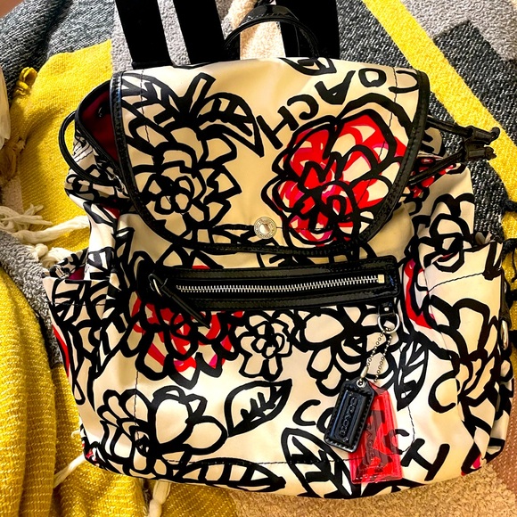 Coach Poppy Floral Graffiti Backpack - Picture 1 of 9